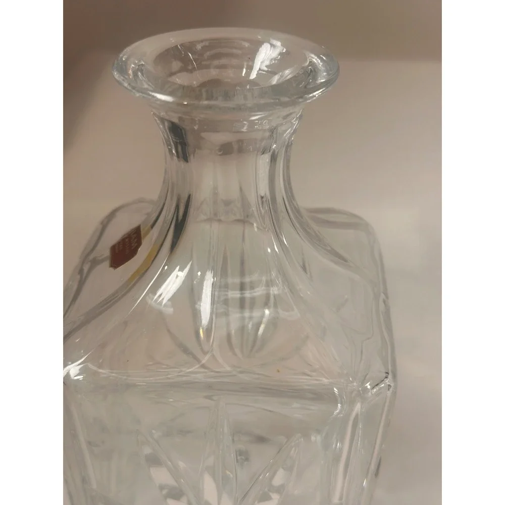 Gorham Full Lead Crystal Decanter Square Handcrafted West Germany Starburst 11in